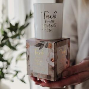 *FÖRBOKAS* Ljuslykta Tack för allt (vit) - Majas lyktor/ Barncancerfonden